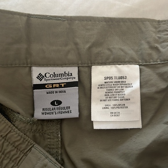 Columbia GRT Omni Dry Packable Convertible Lightweight Pants Shorts Green Large - Picture 7 of 8